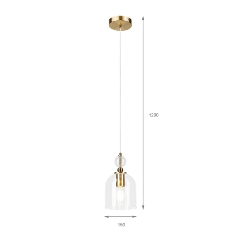 Elegancka lampa wisząca 1-punktowa VELARE złota E27 szklany klosz