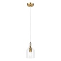 Elegancka lampa wisząca 1-punktowa VELARE złota E27 szklany klosz