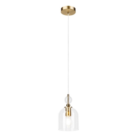 Elegancka lampa wisząca 1-punktowa VELARE złota E27 szklany klosz