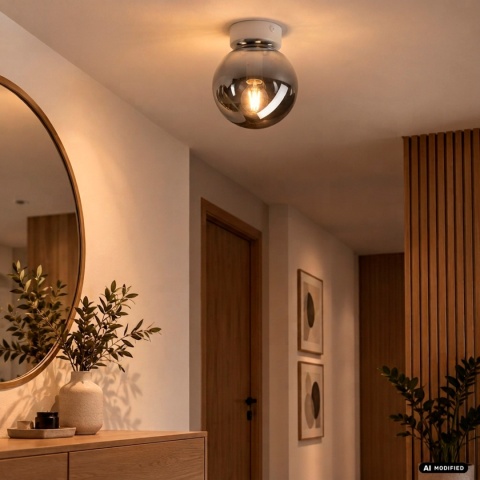 Elegancka lampa sufitowa ELIAS 1- punktowa BIAŁA E14 z satynowym kloszem