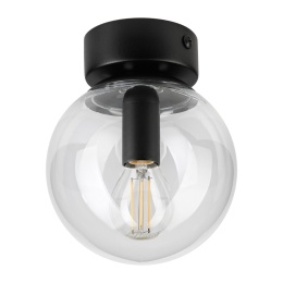 Elegancka lampa sufitowa ELIAS 1- punktowa CZARNA E14 z transparentnym kloszem