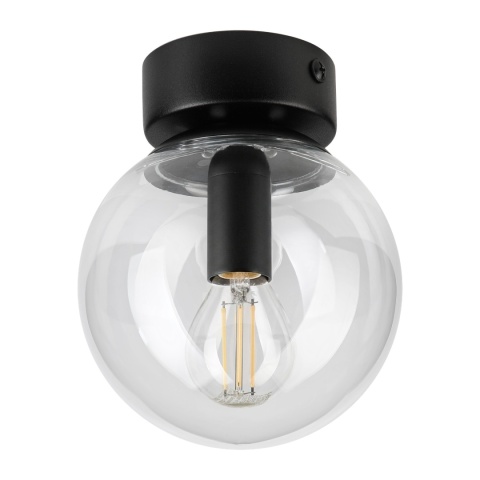 Elegancka lampa sufitowa ELIAS 1- punktowa CZARNA E14 z transparentnym kloszem