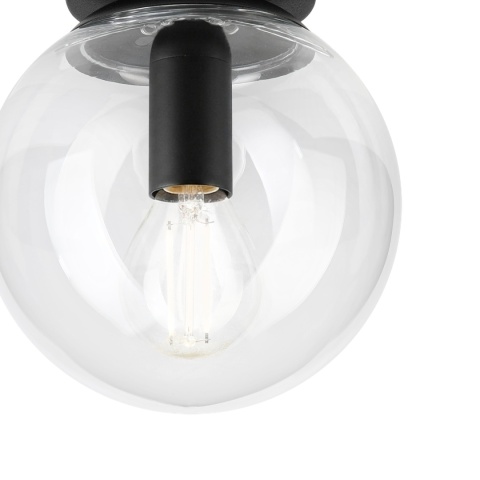 Elegancka lampa sufitowa ELIAS 1- punktowa CZARNA E14 z transparentnym kloszem