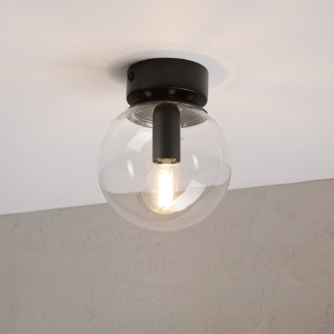 Elegancka lampa sufitowa ELIAS 1- punktowa CZARNA E14 z transparentnym kloszem