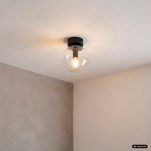 Elegancka lampa sufitowa ELIAS 1- punktowa CZARNA E14 z transparentnym kloszem