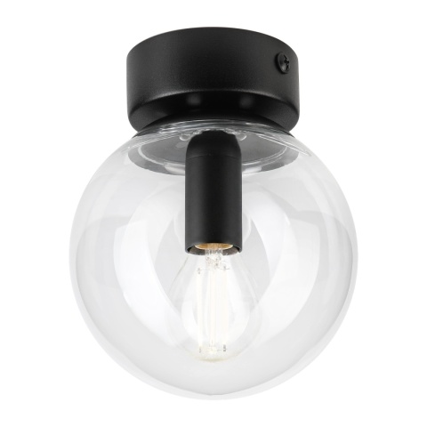 Elegancka lampa sufitowa ELIAS 1- punktowa CZARNA E14 z transparentnym kloszem