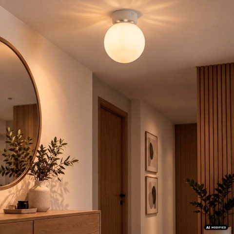 Elegancka lampa sufitowa ELIAS 1- punktowa BIAŁA E14 z mlecznym kloszem