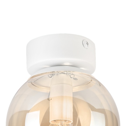 Elegancka lampa sufitowa ELIAS 1- punktowa BIAŁA E14 z bursztynowym kloszem