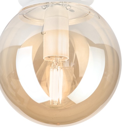 Elegancka lampa sufitowa ELIAS 1- punktowa BIAŁA E14 z bursztynowym kloszem