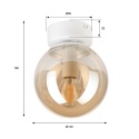 Elegancka lampa sufitowa ELIAS 1- punktowa BIAŁA E14 z bursztynowym kloszem