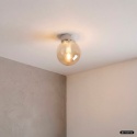 Elegancka lampa sufitowa ELIAS 1- punktowa BIAŁA E14 z bursztynowym kloszem