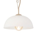 Elegancka lampa wisząca RETRO 1- punktowa BEŻOWA, szklany ryflowany klosz E27