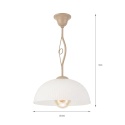 Elegancka lampa wisząca RETRO 1- punktowa BEŻOWA, szklany ryflowany klosz E27