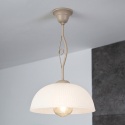 Elegancka lampa wisząca RETRO 1- punktowa BEŻOWA, szklany ryflowany klosz E27