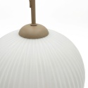 Elegancka lampa wisząca RETRO 1- punktowa BEŻOWA, szklany ryflowany klosz E27