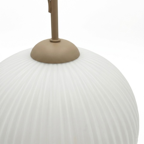 Elegancka lampa wisząca RETRO 1- punktowa BEŻOWA, szklany ryflowany klosz E27
