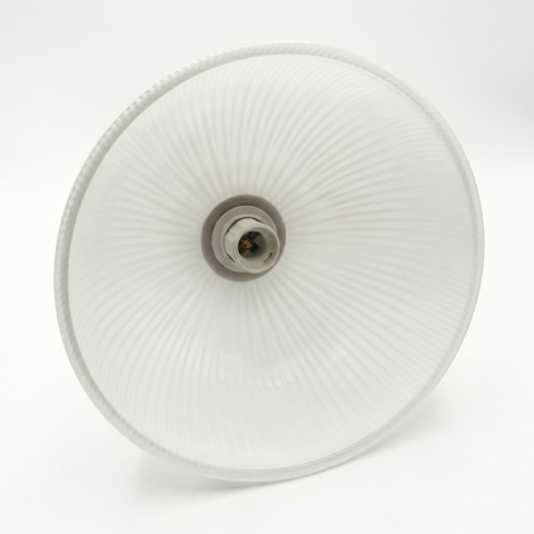 Elegancka lampa wisząca RETRO 1- punktowa BEŻOWA, szklany ryflowany klosz E27