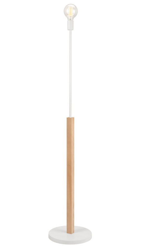 ORAZIO lampa podłogowa biała - naturalny buk