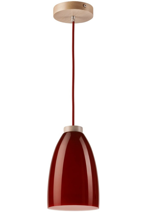 1 LAMPA POJEDYNCZA TUBA SZKŁO / DREWNO MODERN SKANDI CZERWONA 1 LAMPA POJEDYNCZA TUBA SZKŁO / DREWNO MODERN SKANDI CZERWONA