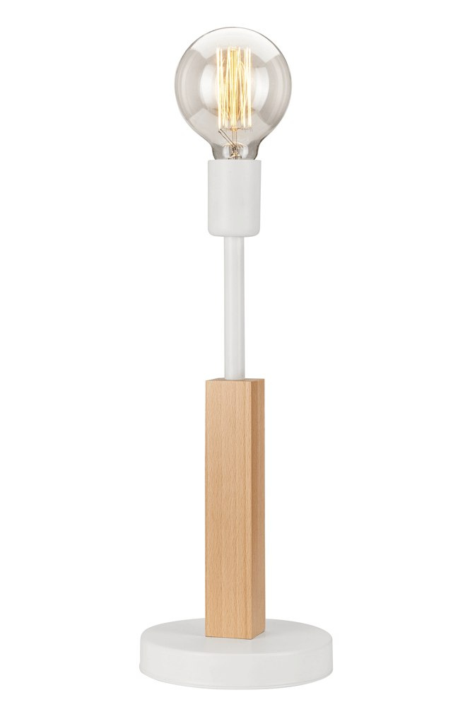 ORAZIO lampa stołowa biała - naturalny buk