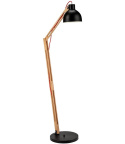 MARCELLO lampa podłogowa czarna - drewno buk