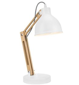 MARCELLO lampka biurkowa biała - drewno buk