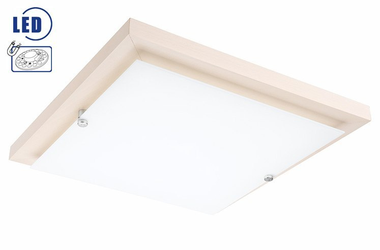 PEDRO Plafon LED 20W drewniany kwadrat 36 cm bielony buk PEDRO Plafon LED 20W drewniany kwadrat 36 cm bielony buk