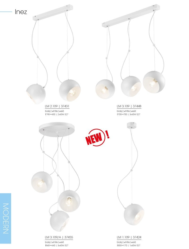 INEZ plafon - lampa wisząca 3-punktowa biała