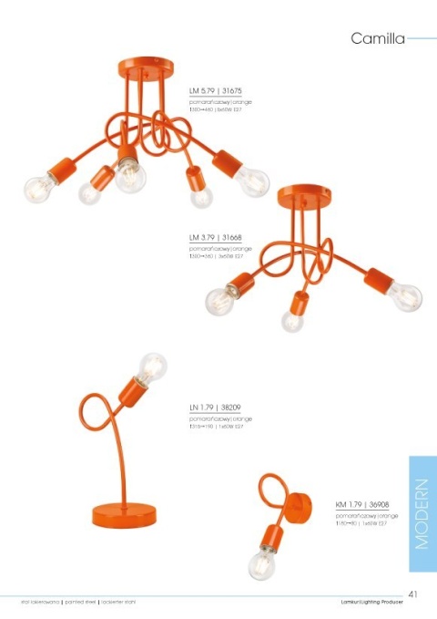 5 NOWOCZESNA LAMPA CAMILLA SUPEŁEK LOFT ORANGE 5 NOWOCZESNA LAMPA CAMILLA SUPEŁEK LOFT ORANGE