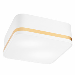 OPHELIA plafon - lampa sufitowa 2-punktowa biała ze złotym paskiem / abażur 35cm