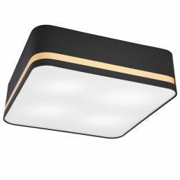 OPHELIA plafon - lampa sufitowa 4-punktowa czarna ze złotym paskiem / abażur 45cm