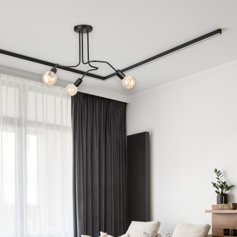 DOMINO lampa sufitowa 3-punktowa supełek czarna E27 DOMINO lampa sufitowa 3-punktowa supełek czarna E27