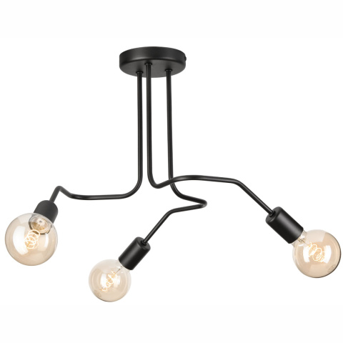DOMINO lampa sufitowa 3-punktowa supełek czarna E27 DOMINO lampa sufitowa 3-punktowa supełek czarna E27