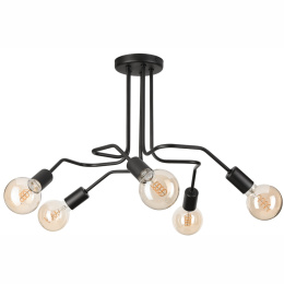 DOMINO lampa sufitowa 5-punktowa supełek czarna E27