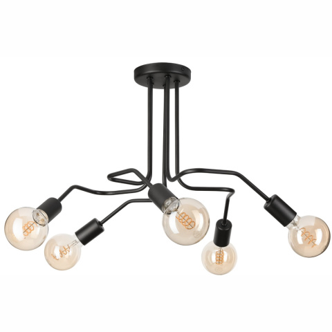 DOMINO lampa sufitowa 5-punktowa supełek czarna E27 DOMINO lampa sufitowa 5-punktowa supełek czarna E27