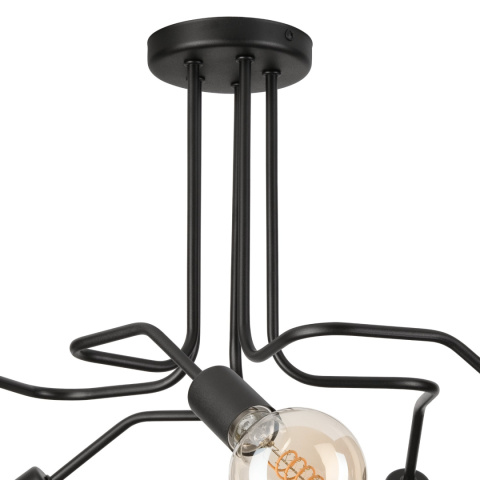 DOMINO lampa sufitowa 5-punktowa supełek czarna E27 DOMINO lampa sufitowa 5-punktowa supełek czarna E27
