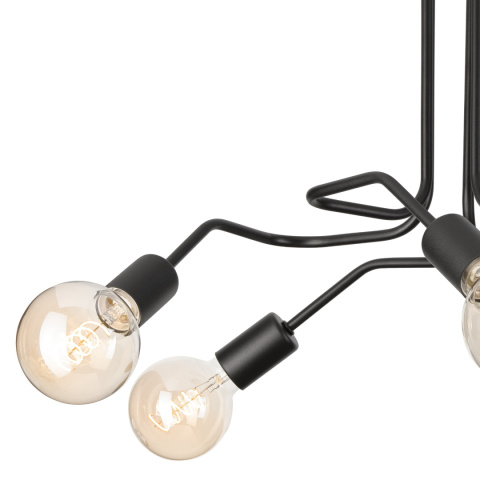 DOMINO lampa sufitowa 5-punktowa supełek czarna E27 DOMINO lampa sufitowa 5-punktowa supełek czarna E27