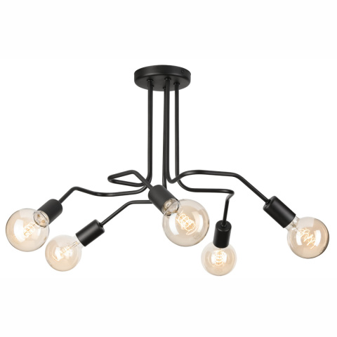 DOMINO lampa sufitowa 5-punktowa supełek czarna E27 DOMINO lampa sufitowa 5-punktowa supełek czarna E27