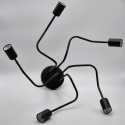 DOMINO lampa sufitowa 5-punktowa supełek czarna E27