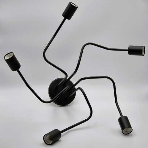 DOMINO lampa sufitowa 5-punktowa supełek czarna E27 DOMINO lampa sufitowa 5-punktowa supełek czarna E27