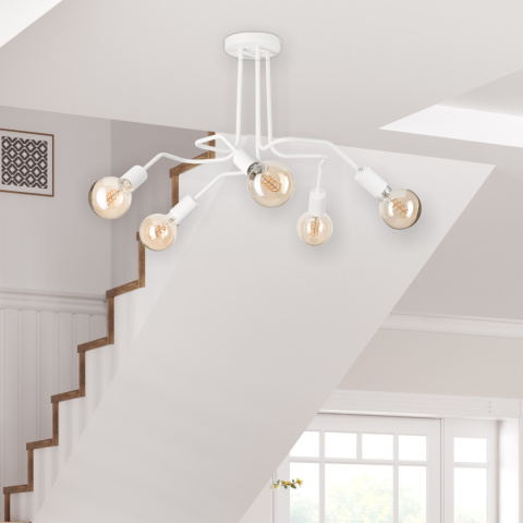 DOMINO lampa sufitowa 5-punktowa supełek biała E27 DOMINO lampa sufitowa 5-punktowa supełek biała E27