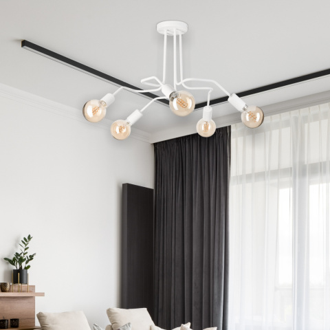 DOMINO lampa sufitowa 5-punktowa supełek biała E27 DOMINO lampa sufitowa 5-punktowa supełek biała E27