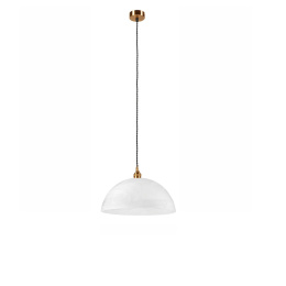 NELLY - nowoczesna lampa wisząca - klosz biały alabaster - złota linka E27