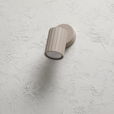 Kinkiet ścienny PRISMA - beżowy ryflowany klosz, GU10