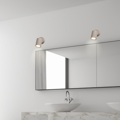 Kinkiet ścienny PRISMA - beżowy ryflowany klosz, GU10