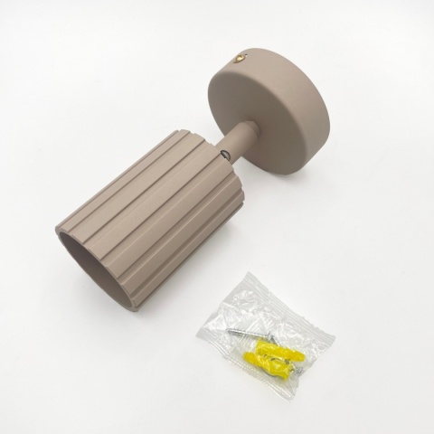 Kinkiet ścienny PRISMA - beżowy ryflowany klosz, GU10