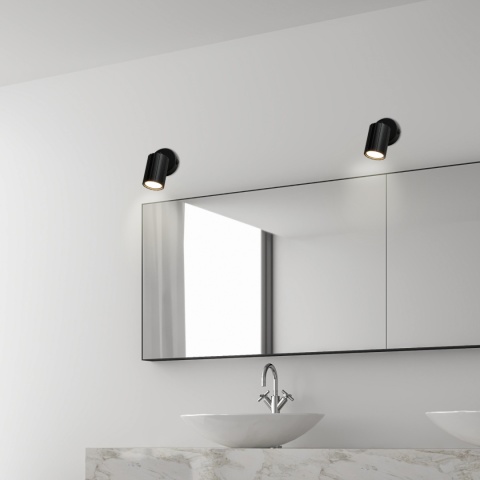 Kinkiet ścienny PRISMA z włącznikiem - czarny ryflowany klosz, GU10