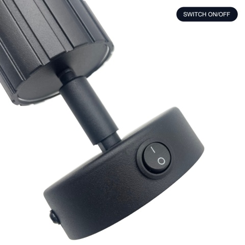 Kinkiet ścienny PRISMA z włącznikiem - czarny ryflowany klosz, GU10