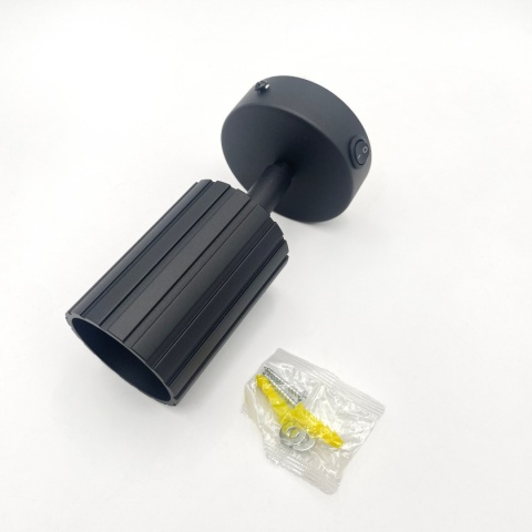 Kinkiet ścienny PRISMA z włącznikiem - czarny ryflowany klosz, GU10