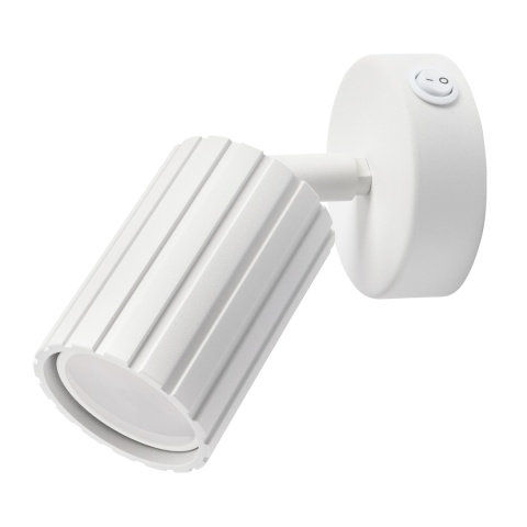 Kinkiet ścienny PRISMA z włącznikiem - biały ryflowany klosz, GU10